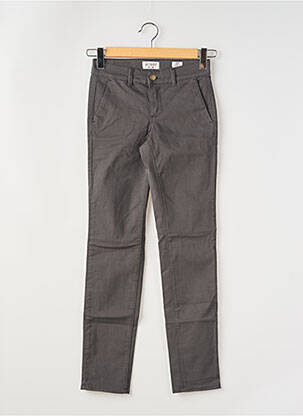 Pantalon chino tissage popeline taille normale gris HAPPY femme