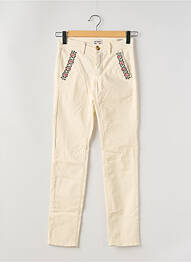 Pantalon slim broderie rivets taille normale beige HAPPY femme