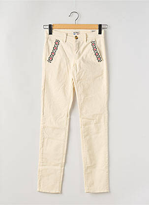 Pantalon slim broderie rivets taille normale beige HAPPY femme