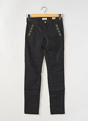 Pantalon slim broderie rivets taille normale noir HAPPY femme