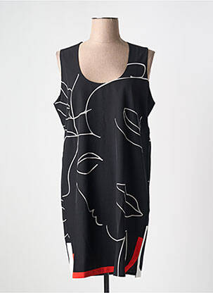 Robe mi-longue imprimé fantaisie sans manche noir CAPTAIN TORTUE femme