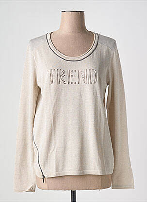 Pull col rond manches longues beige TREND femme