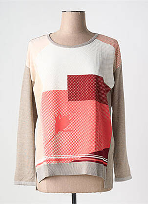 Pull col rond manches longues beige CAPTAIN TORTUE femme