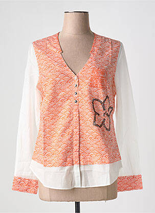 Blouse imprimé fantaisie manches longues orange CAPTAIN TORTUE femme