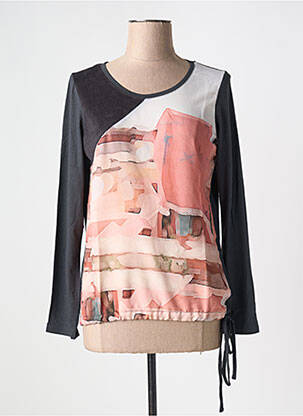 Top imprimé fantaisie manches longues gris CAPTAIN TORTUE femme