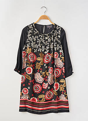Robe courte coupe fluide manches 3/4 noir CAPTAIN TORTUE femme