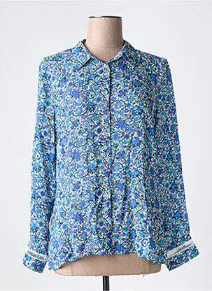 Chemisier imprimé fleurs manches longues bleu EVA KAYAN femme