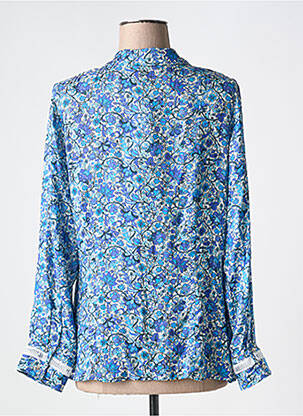 Chemisier imprimé fleurs manches longues bleu EVA KAYAN femme