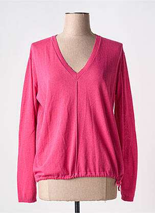 Pull col v manches longues rose LA FEE MARABOUTEE femme