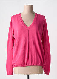 Pull col v manches longues rose LA FEE MARABOUTEE femme