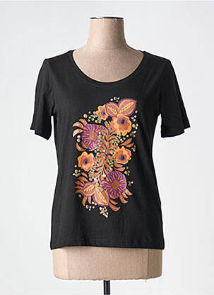 T-shirt sérigraphie floquée manches courtes noir OXBOW femme