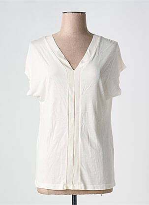 T-shirt col v manches courtes beige LA FEE MARABOUTEE femme