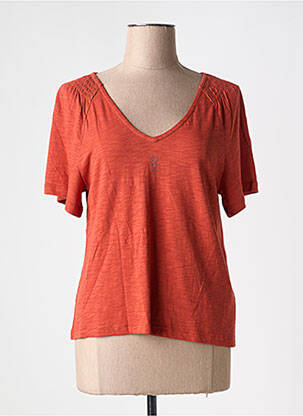 T-shirt col v manches courtes orange DIPLODOCUS femme