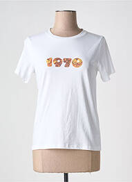 T-shirt sérigraphie floquée manches courtes blanc DAPHNEA femme