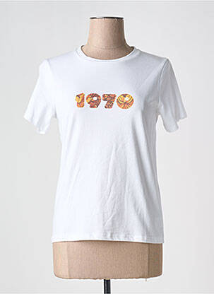 T-shirt sérigraphie floquée manches courtes blanc DAPHNEA femme