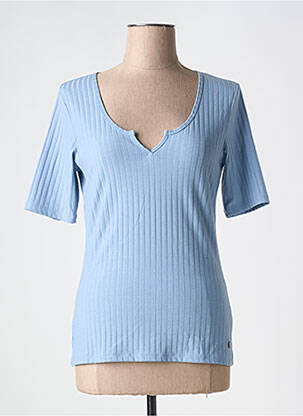 T-shirt col v manches courtes bleu GARCIA femme
