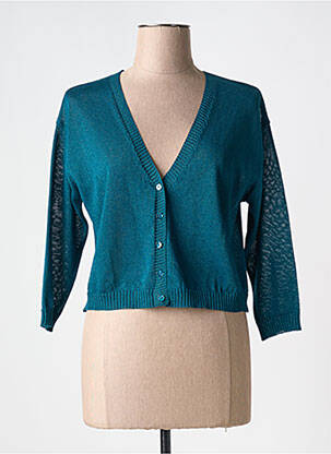 Gilet manches longues coupe cintrée vert LA FEE MARABOUTEE femme