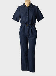 Combi-pantalon fermeture boutonnée sur le devant manches courtes bleu DIPLODOCUS femme