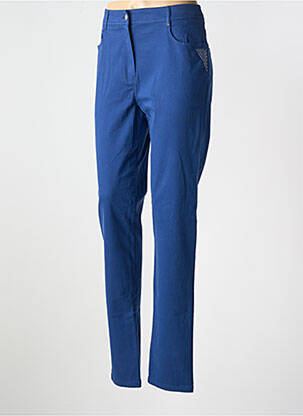 Pantalon slim tissage popeline taille normale bleu PAUSE CAFE femme