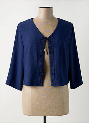 Gilet manches longues manches 3/4 bleu PAUSE CAFE femme