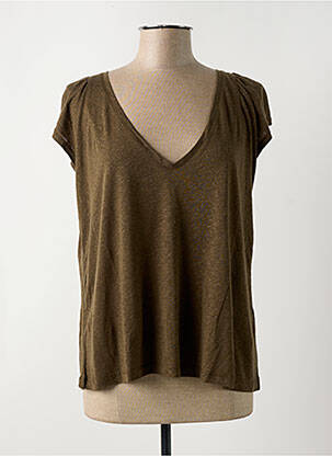 T-shirt coupe droite manches courtes vert LA FEE MARABOUTEE femme