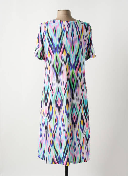 Robe mi-longue imprimé fantaisie manches courtes bleu MASSANA femme