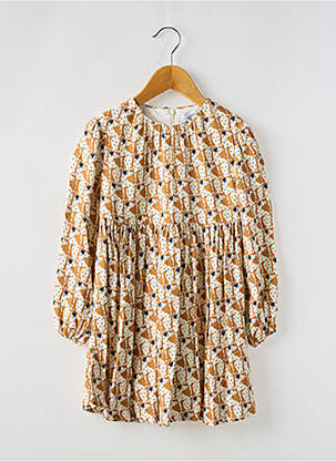 Robe mi-longue fermeture zippée au dos manches longues beige MAYORAL fille