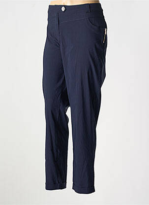 Pantalon droit fermeture zippée sous rabat boutonné bleu EVA KAYAN femme