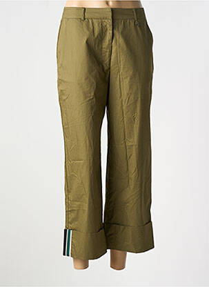 Pantalon 7/8 fermeture zippée sous rabat avec crochet vert LOLA CASADEMUNT femme