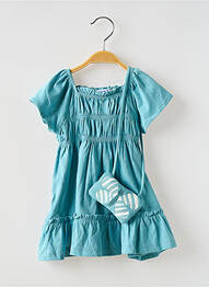 Robe courte maille fine manches courtes bleu MAYORAL fille