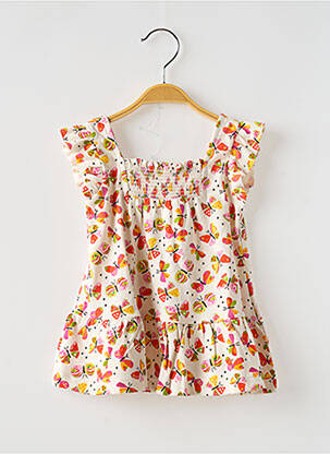 Robe courte imprimé fantaisie manches courtes blanc MAYORAL fille