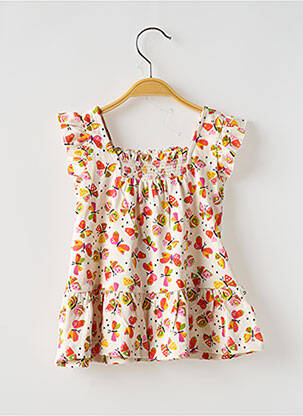 Robe courte imprimé fantaisie manches courtes blanc MAYORAL fille