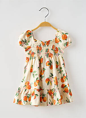 Robe courte imprimé fantaisie manches courtes orange MAYORAL fille