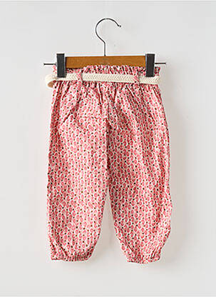 Pantalon droit tissage popeline taille élastique rose MAYORAL fille