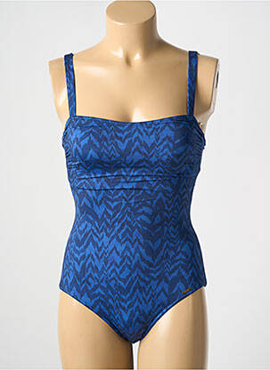 Maillot de bain 1 pièce effet matière satinée haut soutien-gorge moulé bleu LIVIA femme