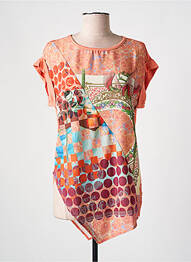 T-shirt imprimé fantaisie manches courtes orange DESIGUAL femme