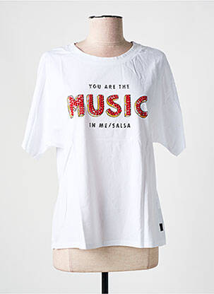 T-shirt sérigraphie avec strass manches courtes blanc SALSA femme
