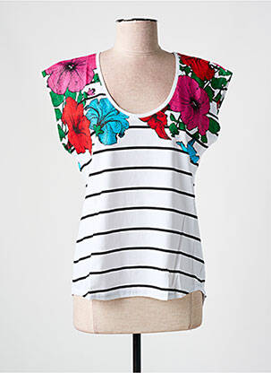 T-shirt coupe cintrée manches courtes blanc DESIGUAL femme