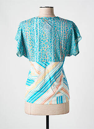 Top stretch manches courtes bleu DESIGUAL femme