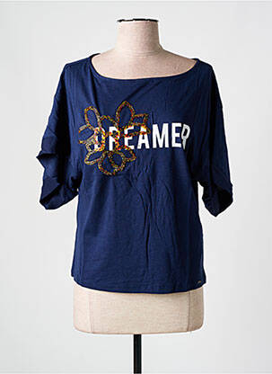 T-shirt sérigraphie floquée manches courtes bleu SALSA femme
