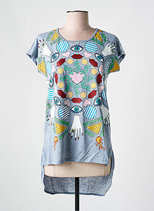 Tunique manches courtes col rond gris DESIGUAL femme