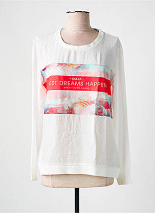 Top tissage crêpe manches longues blanc SALSA femme