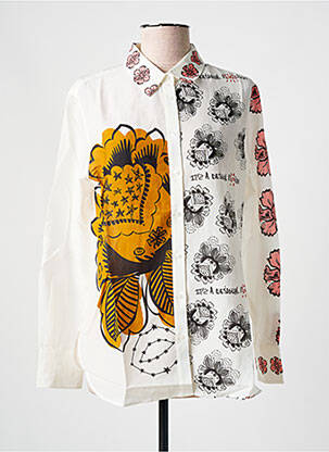 Chemisier imprimé fleurs manches longues blanc DESIGUAL femme
