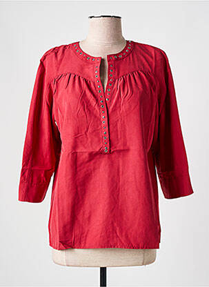 Blouse tissage popeline manches 3/4 rouge SALSA femme