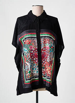 Chemisier tissage crêpe manches courtes noir DESIGUAL femme