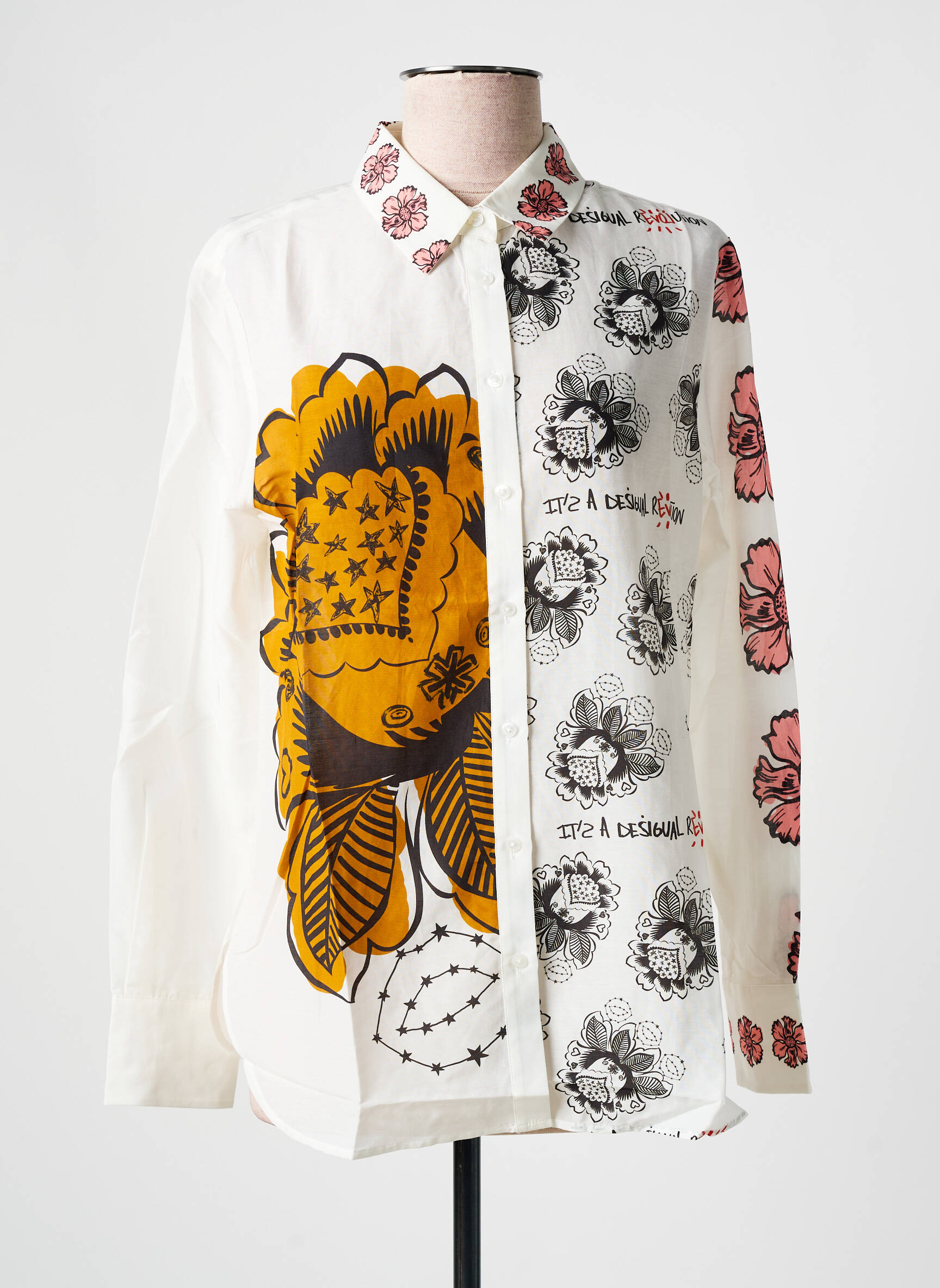 Chemisier Imprimé Fleurs Blanc Desigual Femme 2654445-blanc0 Modz