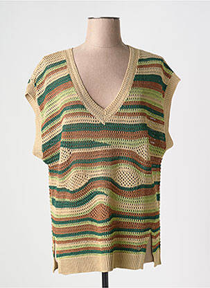 Pull coupe droite sans manche vert LPB femme