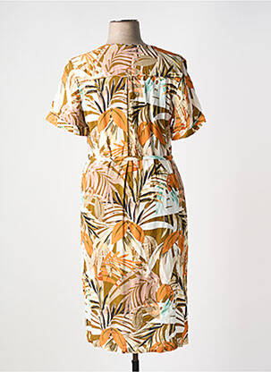Robe mi-longue coupe fluide manches courtes jaune CONCEPT K femme