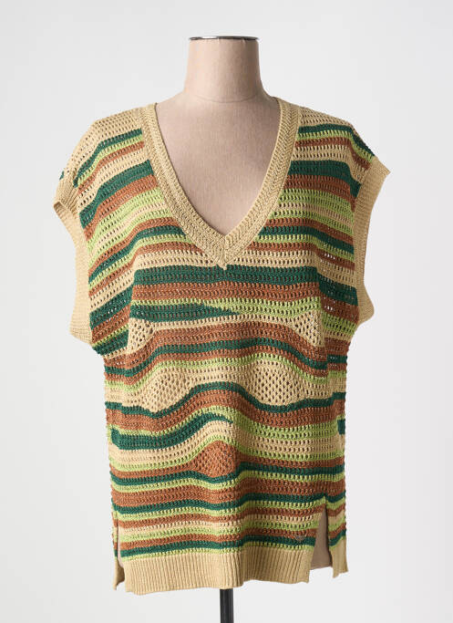 Pull col v sans manche vert LPB femme