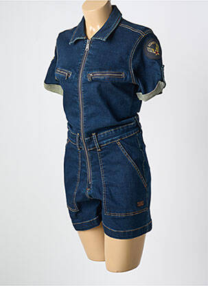 Combishort poches manches courtes bleu SCHOTT femme